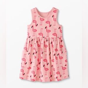 Hanna Andersson Pink Flamingo Cotton Print Dress size 5